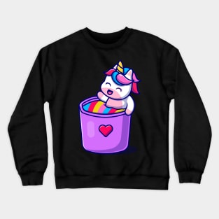 Cute Unicorn In Rainbow Mug Cartoon Crewneck Sweatshirt